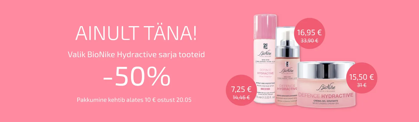 Ainult täna! Valik BioNike Hydractive tooteid -50%