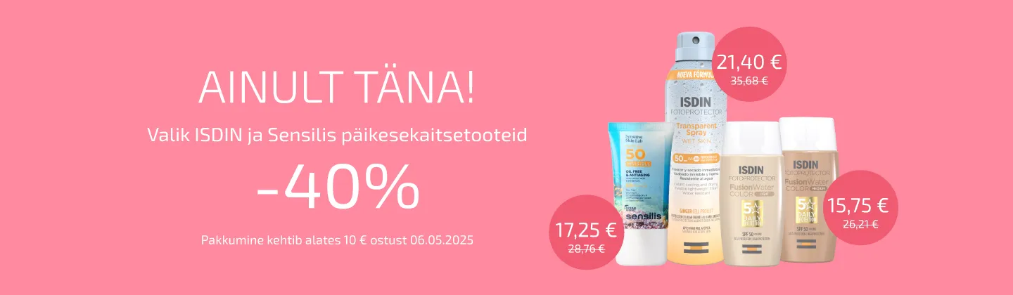 Ainult täna! Isdini ja Sensilise päikesetooted -40%