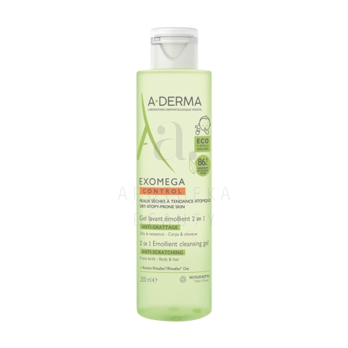A-DERMA EXOMEGA CONTROL PESEMISGEEL KEHALE JA JUUSTELE 200ML