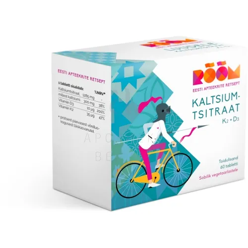 RÕÕM KALTSIUMTSITRAAT K2+D3 TBL N60