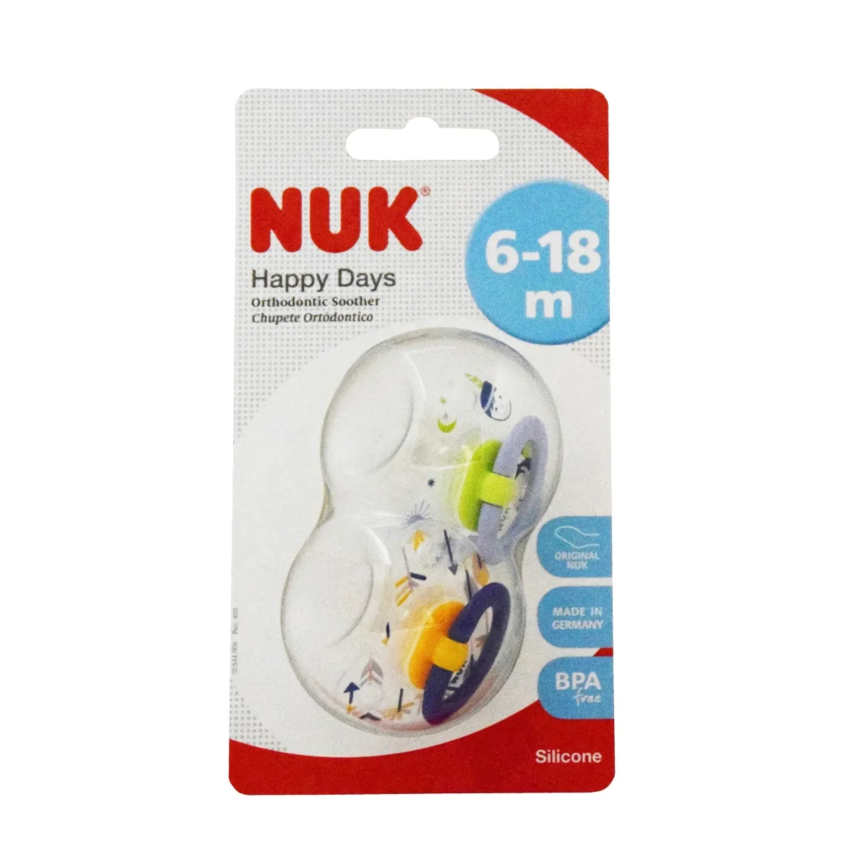 NUK RÕNGASLUTT 2 HAPPY DAYS (SILIK) 6-18 KUUD N2 - Tootepilt