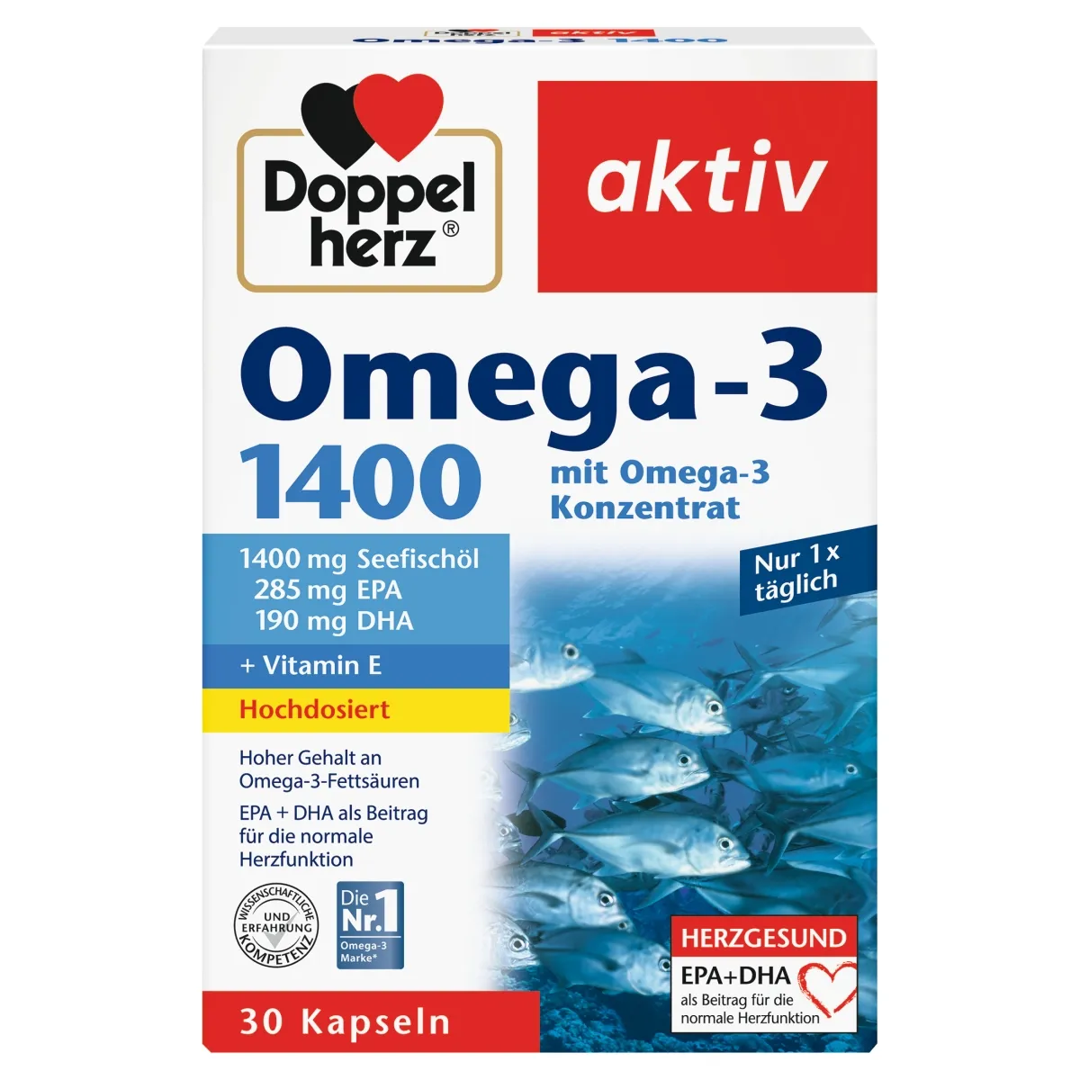 DOPPELHERZ AKTIV OMEGA-3 1400MG N30 MEREKALAÕLI KAPSLID - Tootepilt