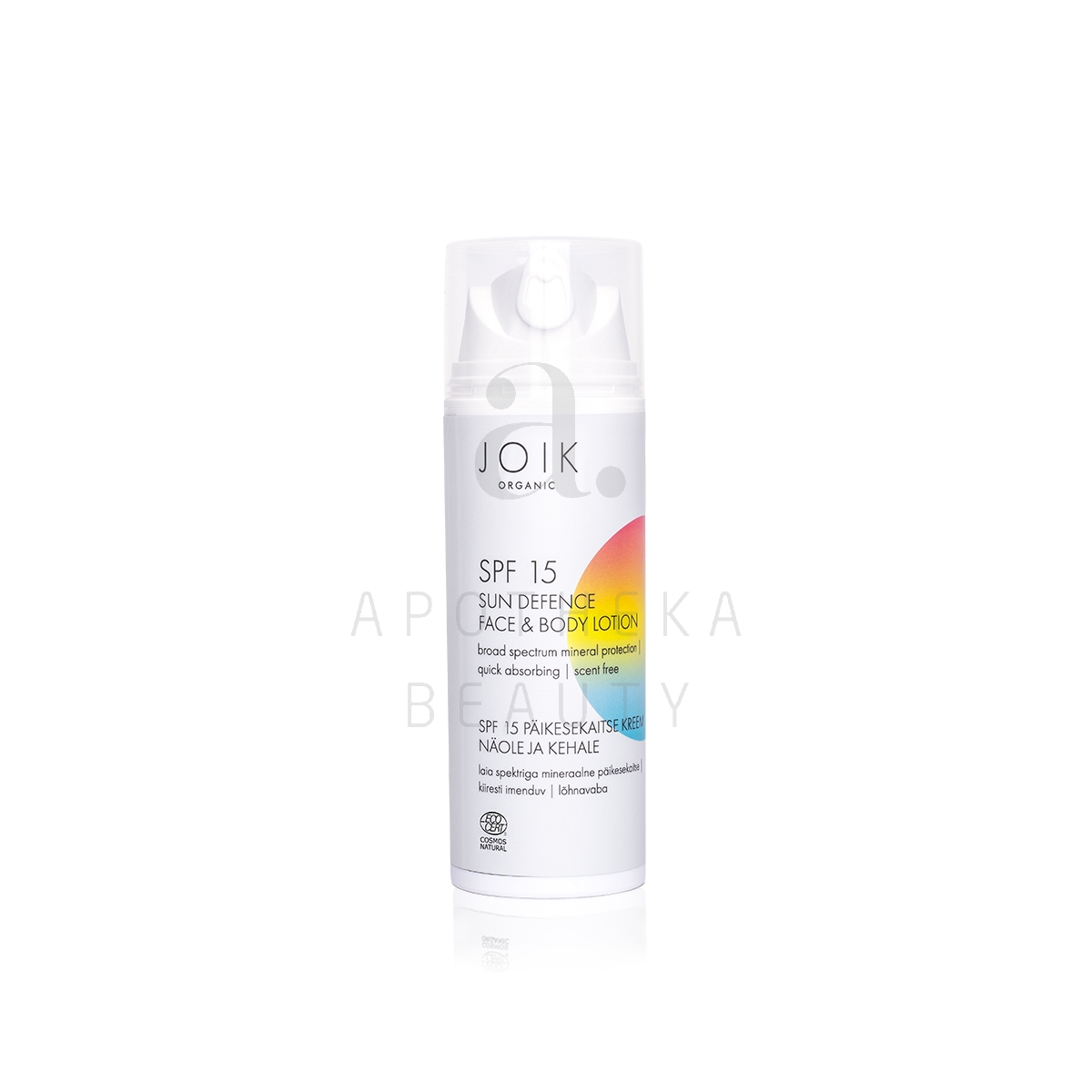 JOIK ORGANIC PÄIKESEKAITSEKREEM NÄOLE JA KEHALE SPF15 150ML - Tootepilt