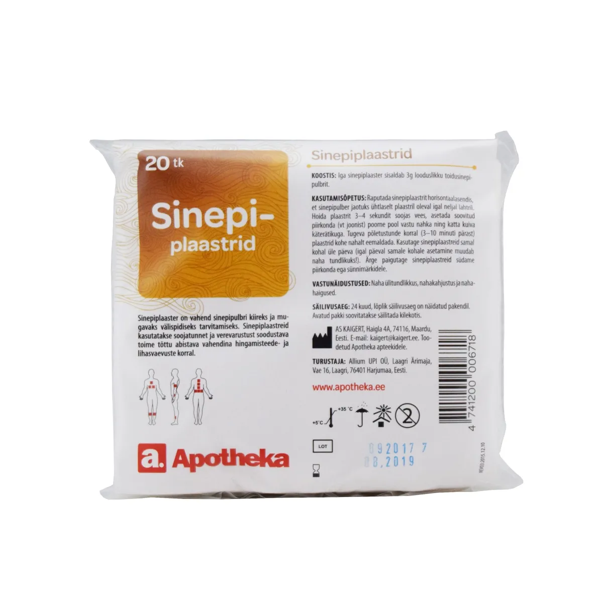 A. SINEPIPLAASTER N20 - Tootepilt