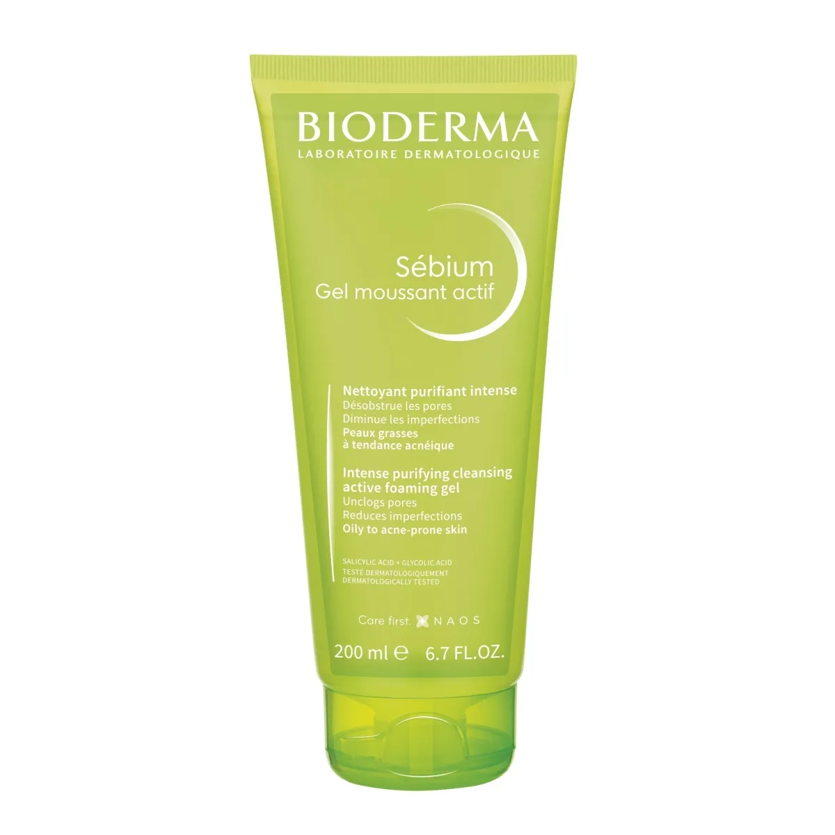 BIODERMA SEBIUM NÄOPESUGEEL AKTIIVHAPPEGA 200ML - Tootepilt