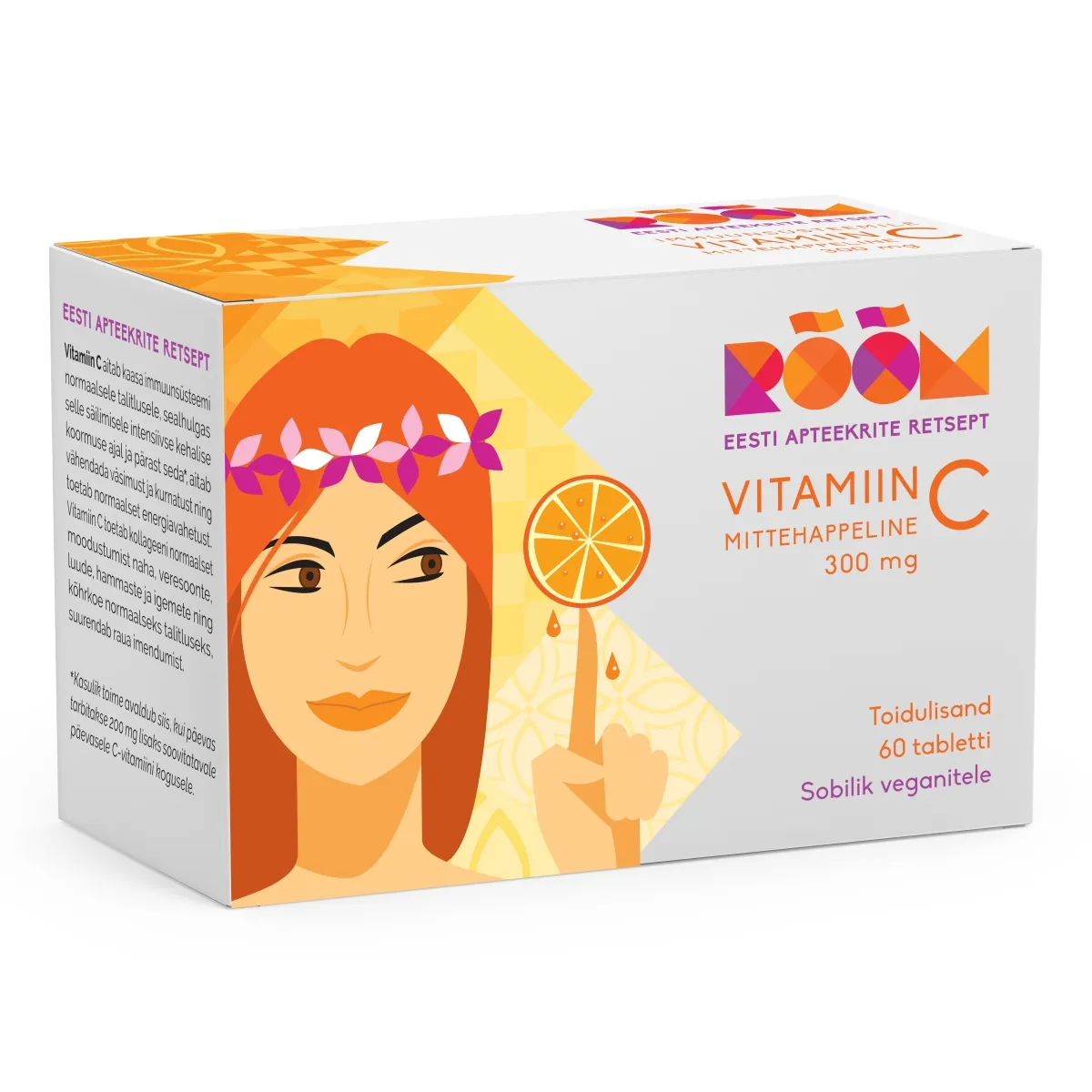 RÕÕM VITAMIIN C MITTEHAPPELINE TBL 300MG N60 - Tootepilt
