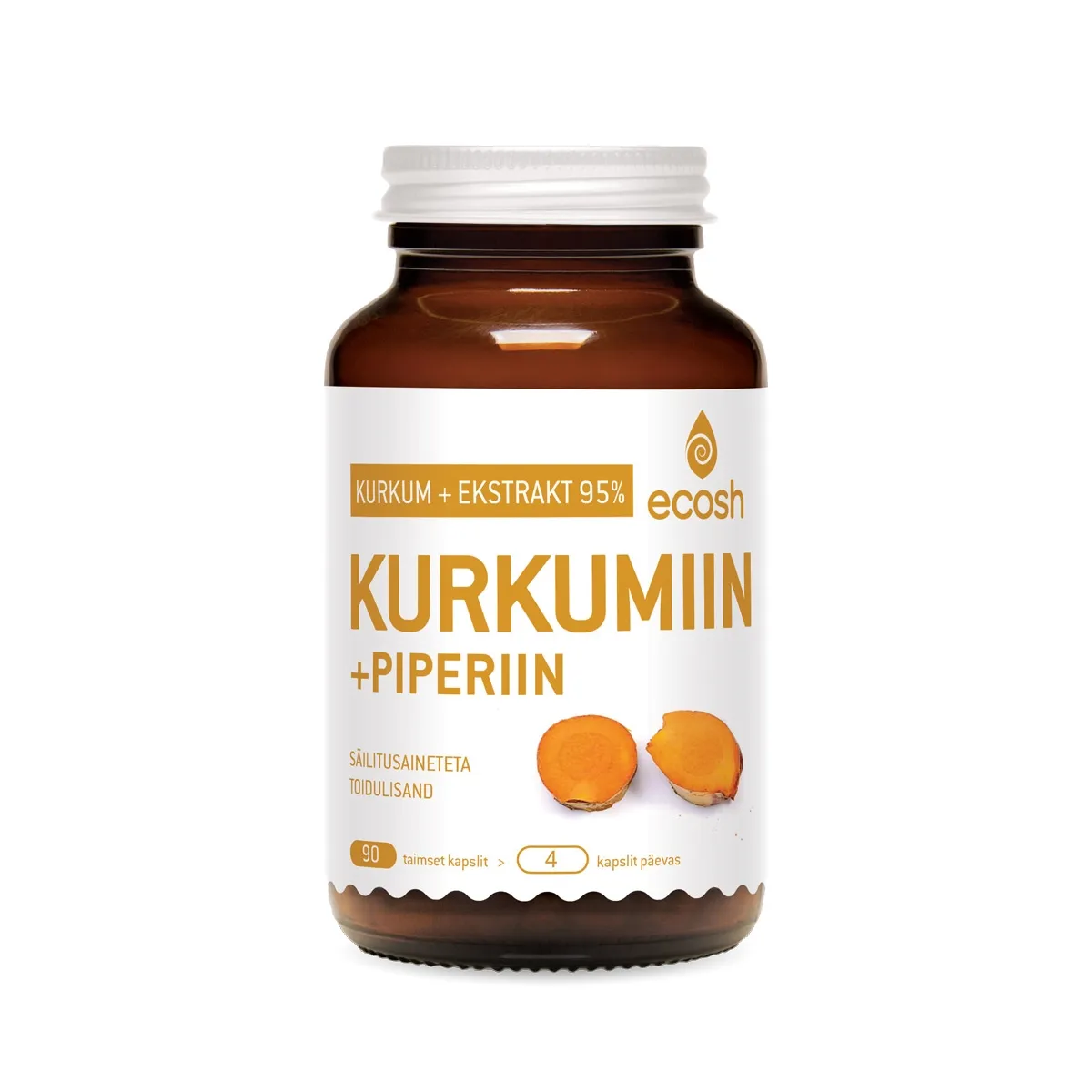 ECOSH KURKUM KURKUMIIN JA PIPERIIN KAPSLID N90 - Tootepilt