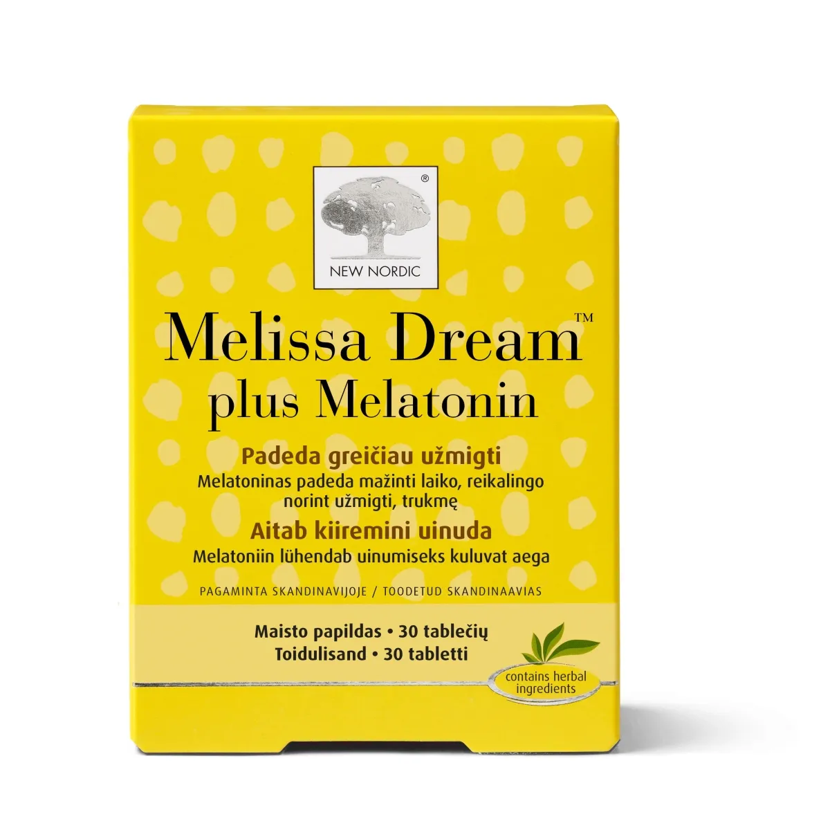 NEW NORDIC MELISSA DREAM PLUS MELATONIN TBL N30 - Tootepilt