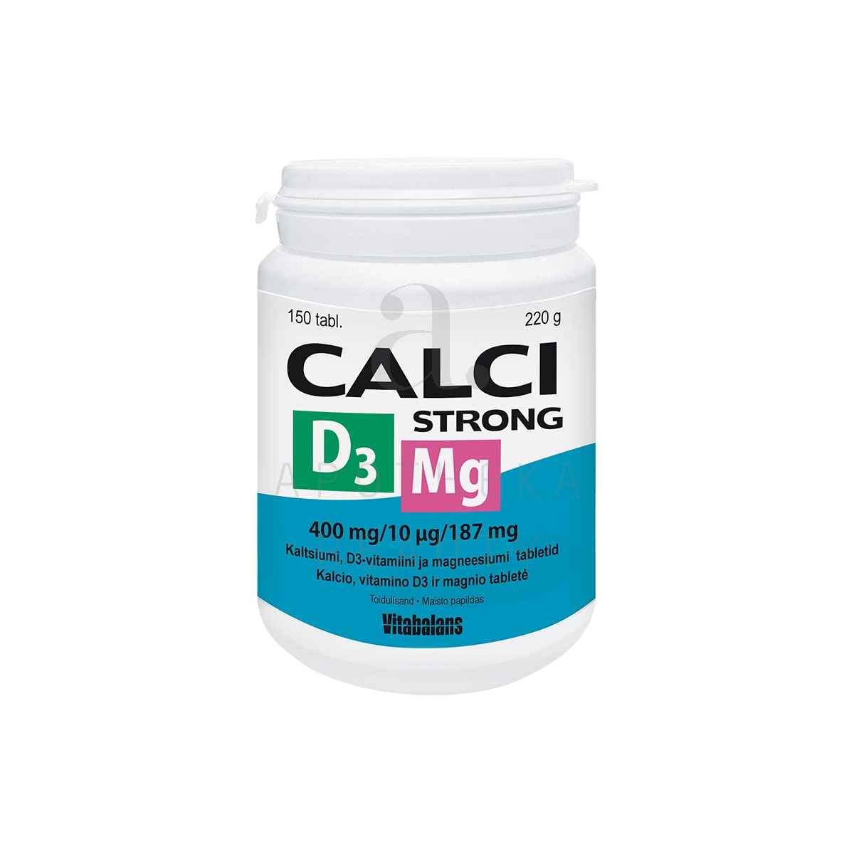 CALCISTRONG + MAGNEESIUM + VITAMIIN D3 TBL N150 - Tootepilt