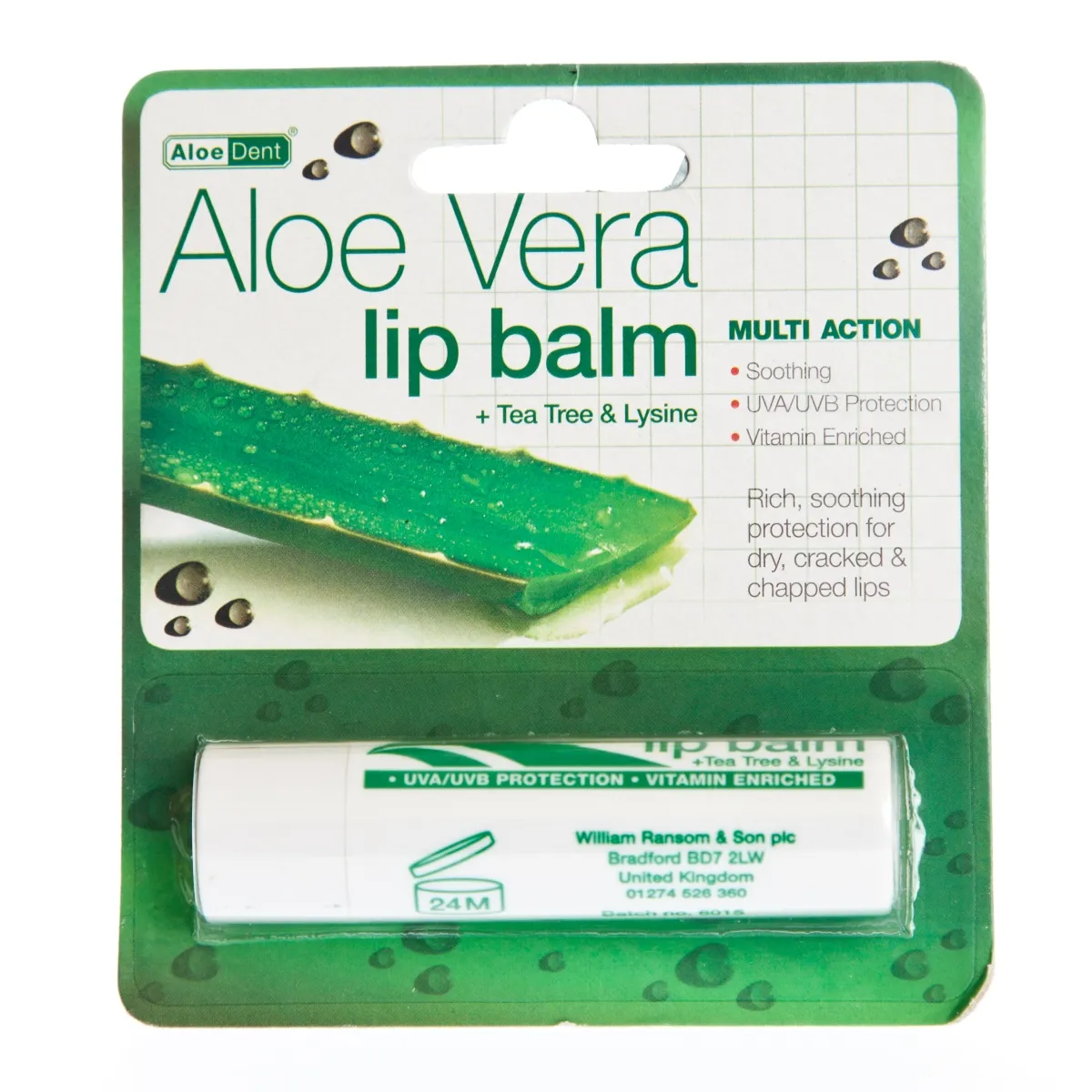 ALOE VERA HUULEPALSAM TEEPUUÕLI- JA LÜSIINIGA 4G - Tootepilt