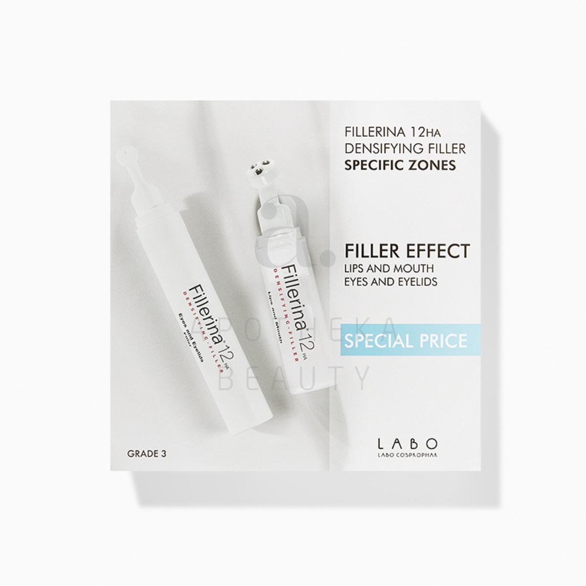 FILLERINA 12HA GEEL HUULTELE JA SILMALAUGUDELE TASE3 7ML+15ML - Tootepilt