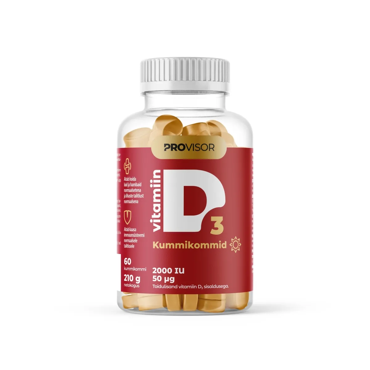 PROVISOR VITAMIIN D3 KUMMIKOMMID 2000IU N60 - Tootepilt