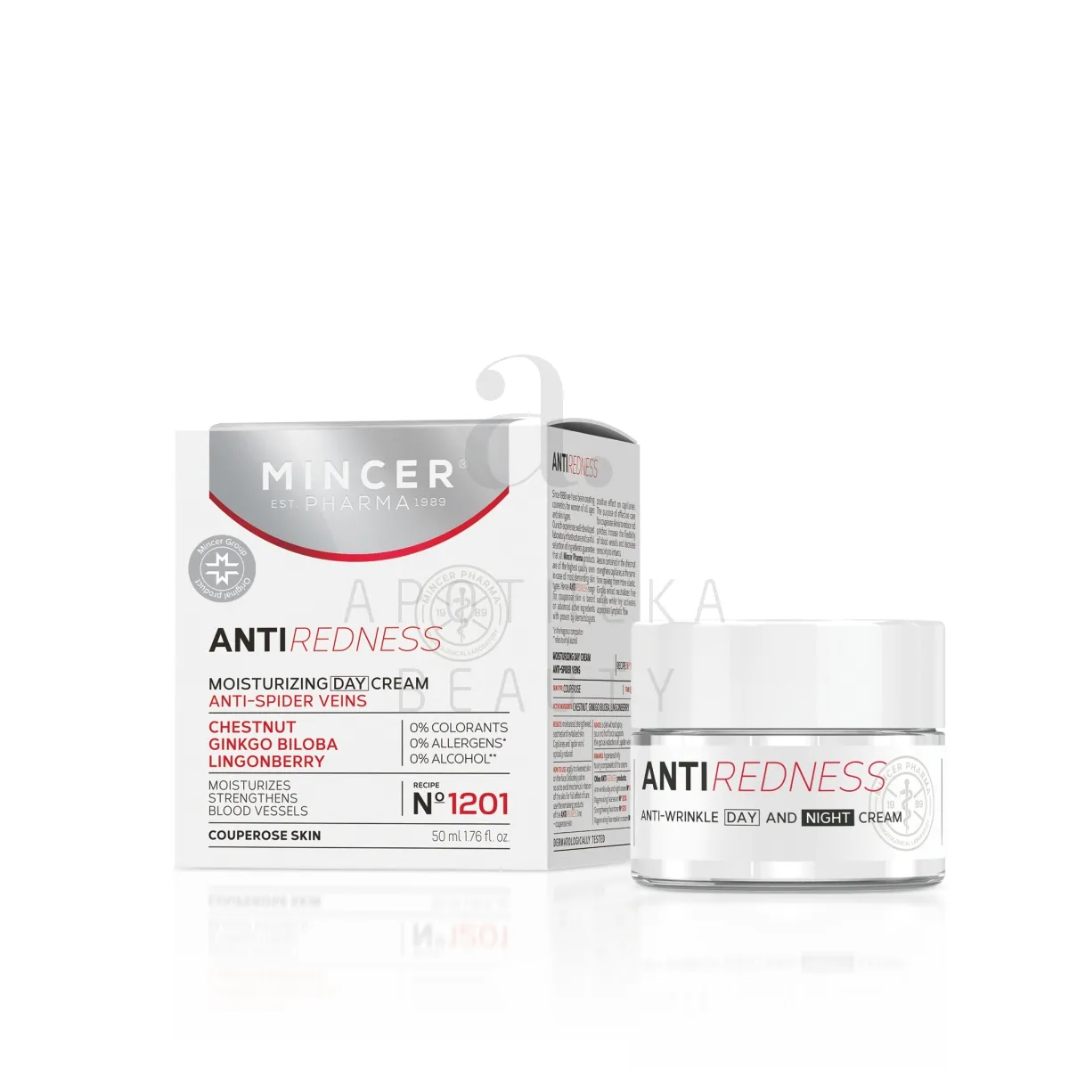 MINCER PHARMA REDNESS NÄOKREEM PUNETUSVASTANE 50ML - Tootepilt