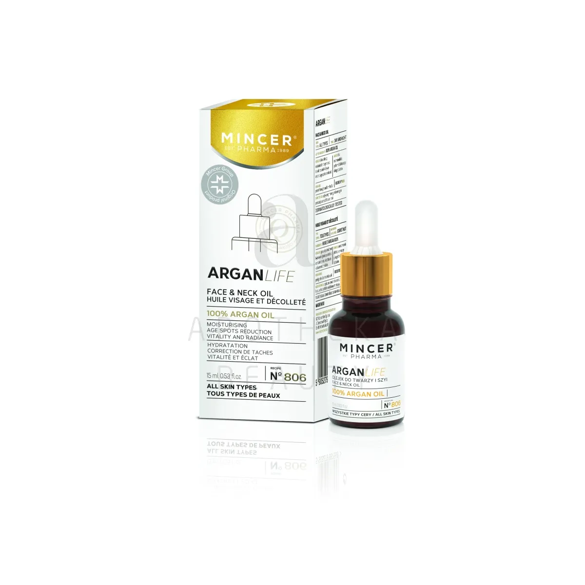 MINCER PHARMA ARGAN LIFE ARGAANIAÕLI NÄOLE JA KAELALE 15ML - Tootepilt
