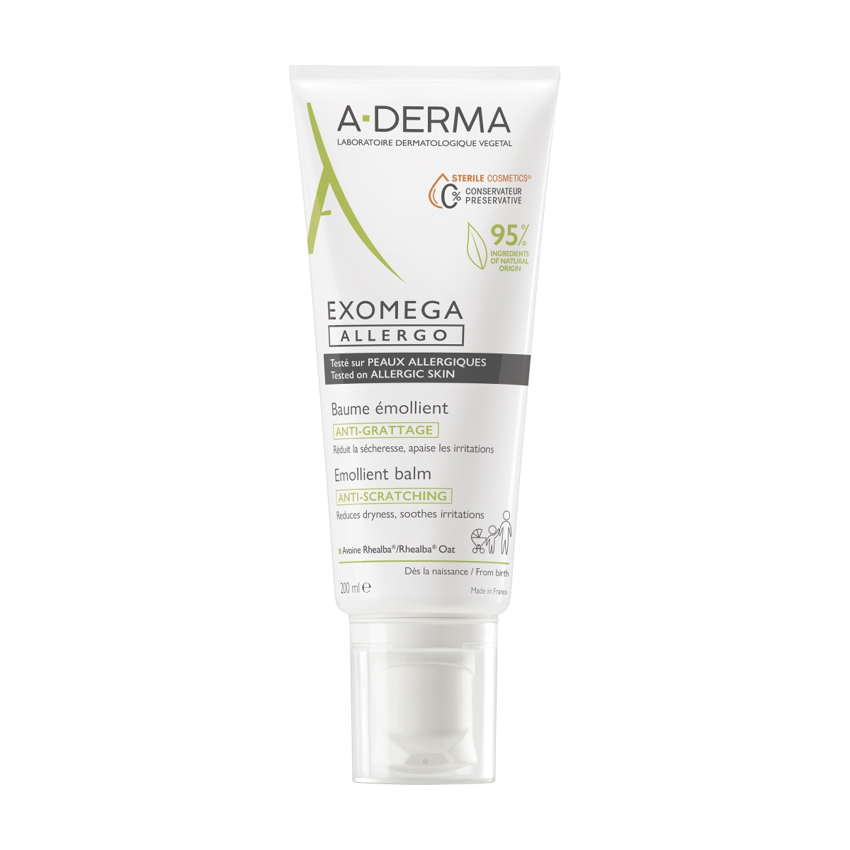 A-DERMA EXOMEGA ALLERGO PALSAM SÜGELUSVASTANE 200ML - Tootepilt 1