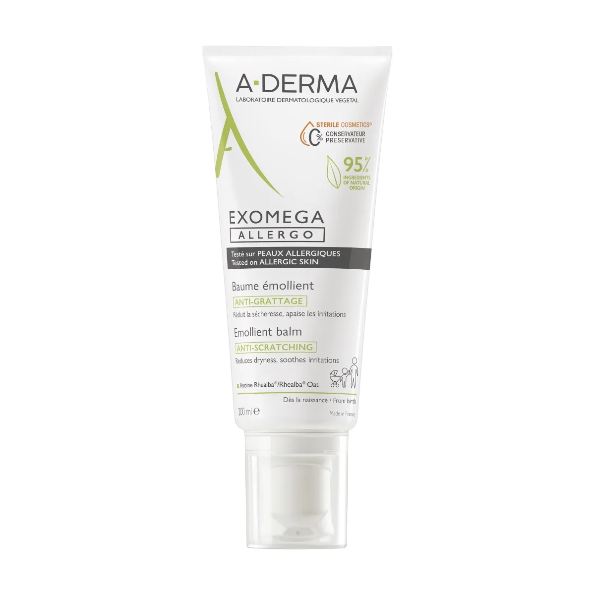 A-DERMA EXOMEGA ALLERGO PALSAM SÜGELUSVASTANE 200ML - Tootepilt 1