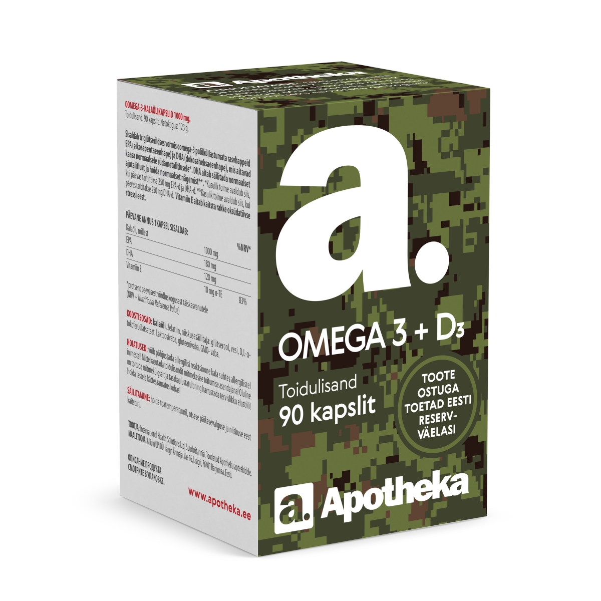 A. OOMEGA-3 KALAÕLI + VITAMIIN D3 KAPSLID N90 - Tootepilt