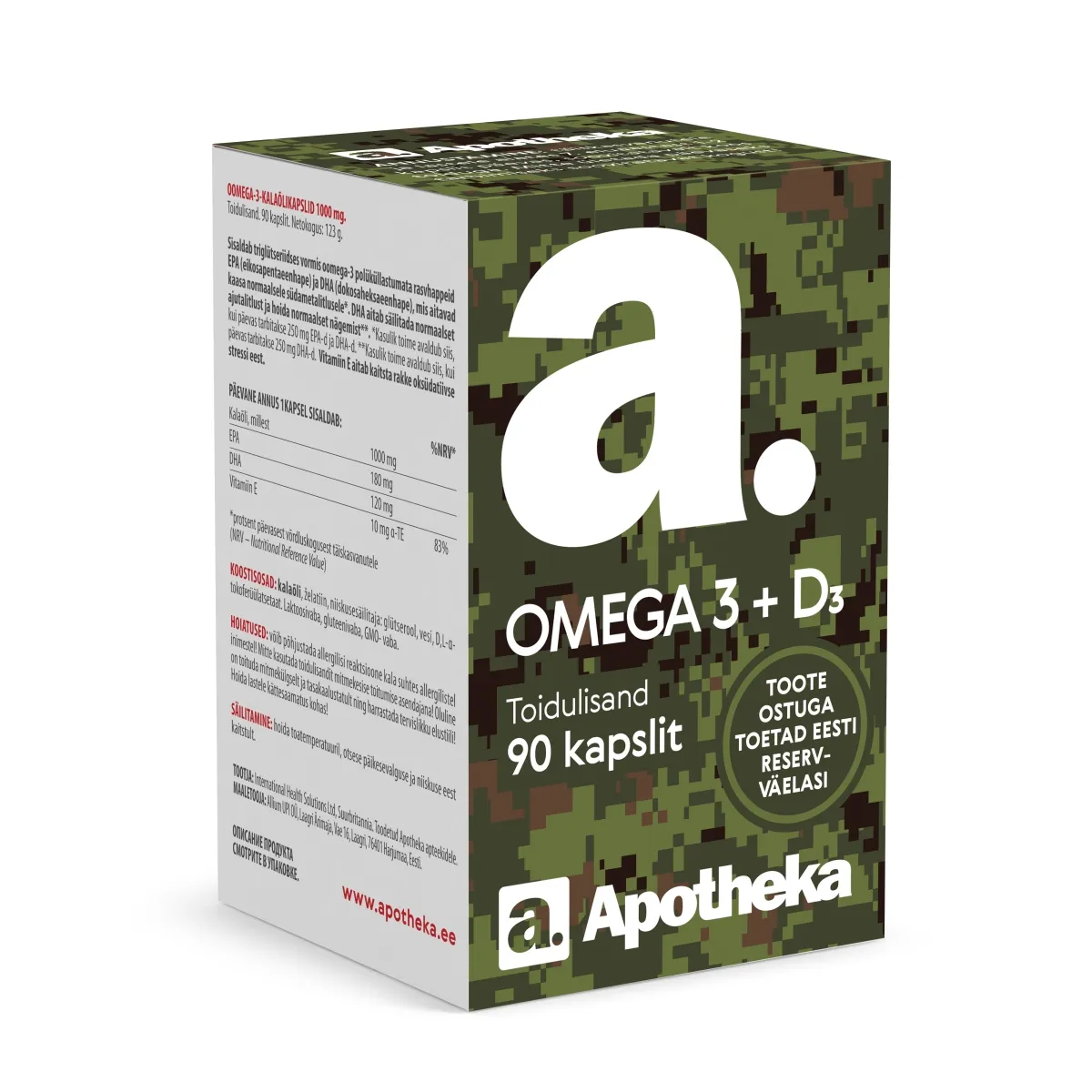 A. OOMEGA-3 KALAÕLI + VITAMIIN D3 KAPSLID N90 - Tootepilt