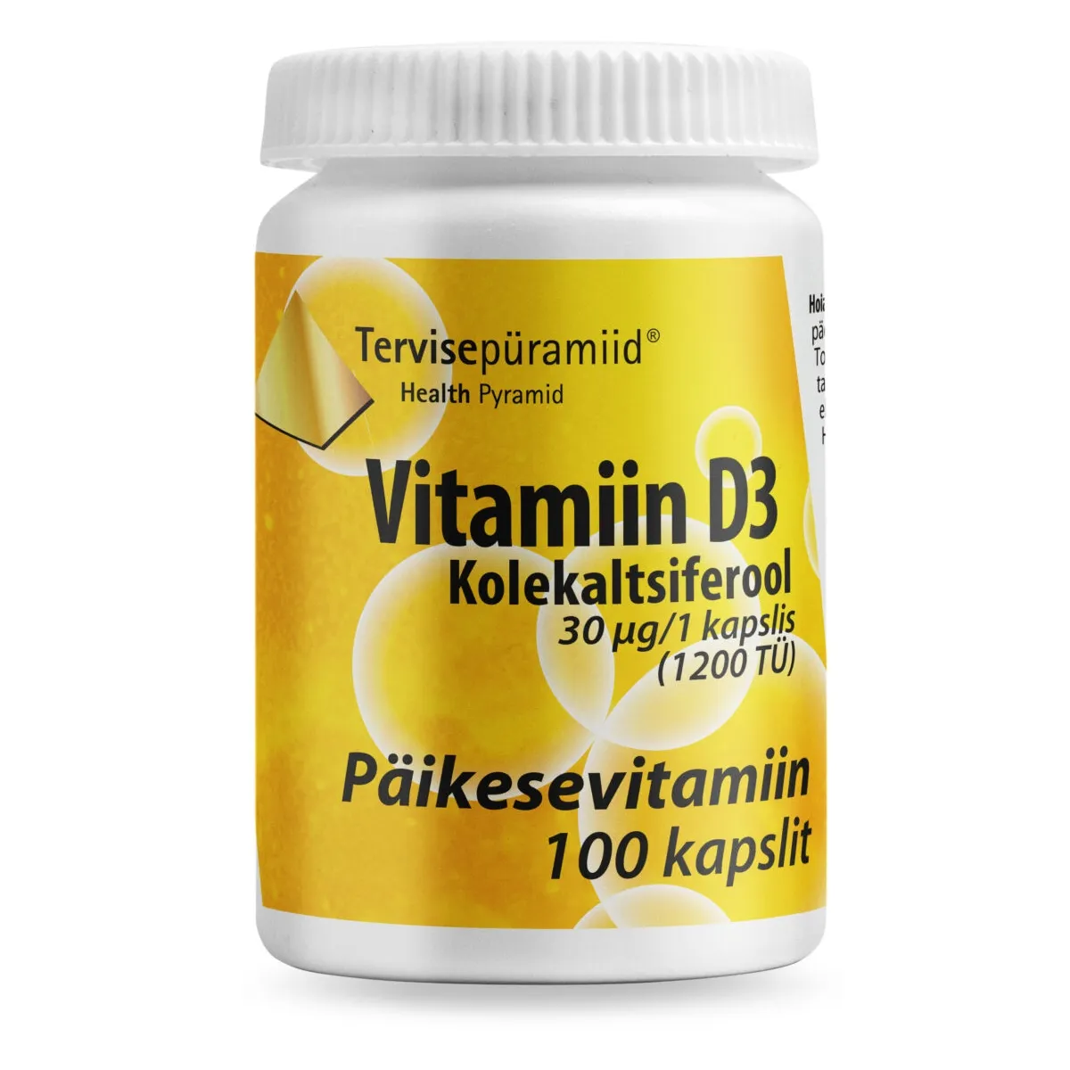 TERVISEPÜRAMIID VITAMIIN D3 KAPSLID 30MCG N100 - Tootepilt