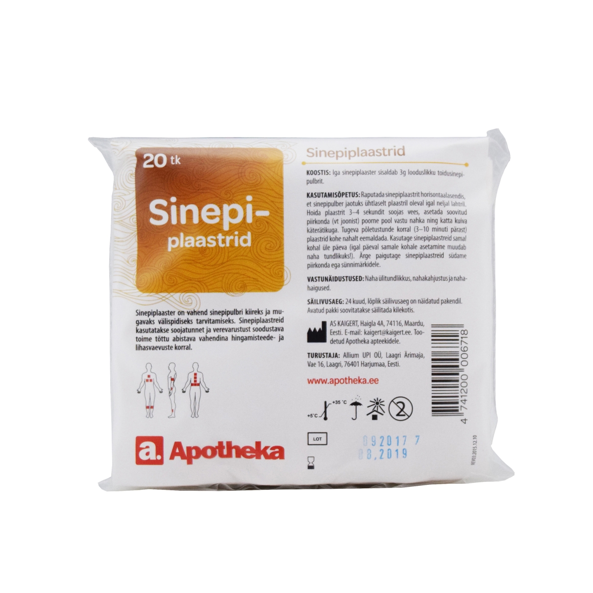 A. SINEPIPLAASTER N20 - Tootepilt