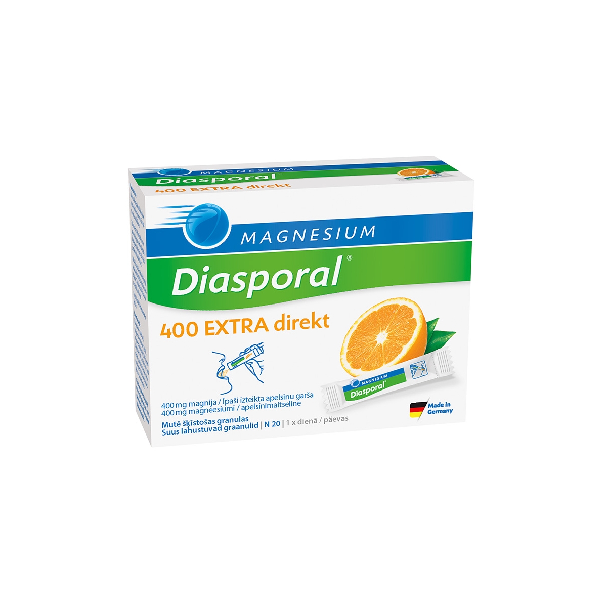 MAGNESIUM-DIASPORAL 400 EXTRA DIREKT GRAANULID N20 - Tootepilt