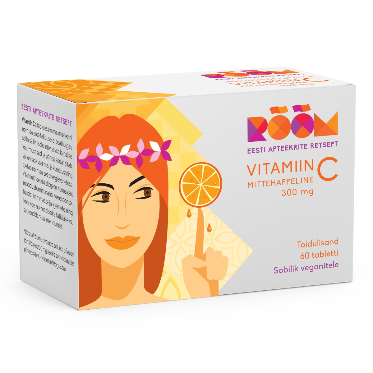 RÕÕM VITAMIIN C MITTEHAPPELINE TBL 300MG N60 - Tootepilt