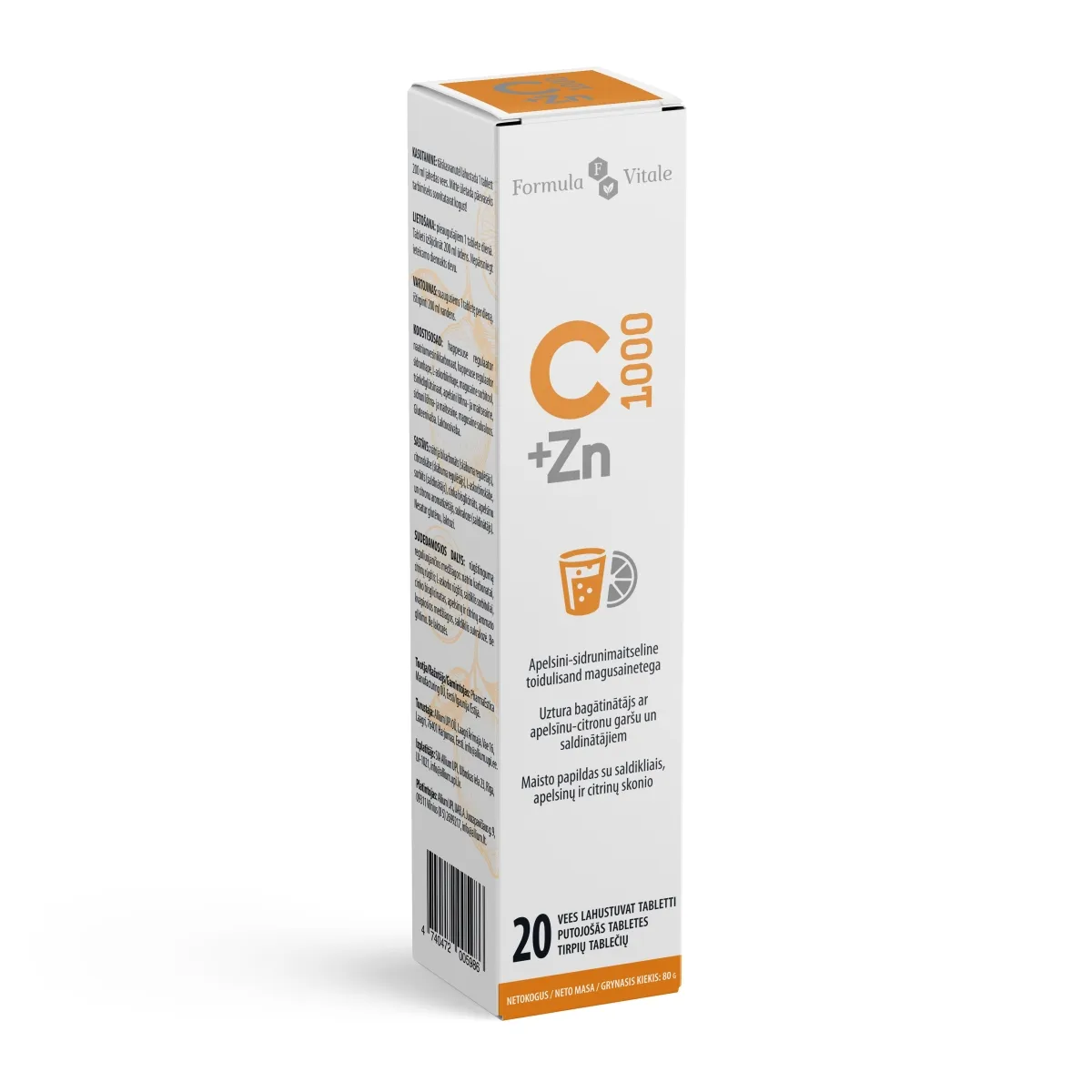 FORMULA VITALE C-VIT 1000MG + ZN 25MG LAH TBL N20 - Tootepilt
