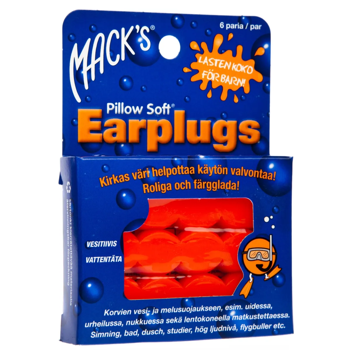 KÕRVATROPID MACK'S SILIKOONIST LASTELE N12  6 PAARI - Tootepilt