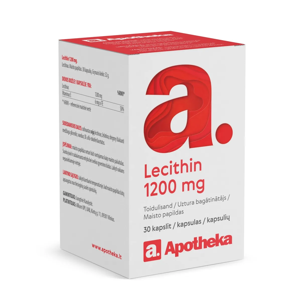 A. LECITHIN KAPSLID 1200MG N30 - Tootepilt