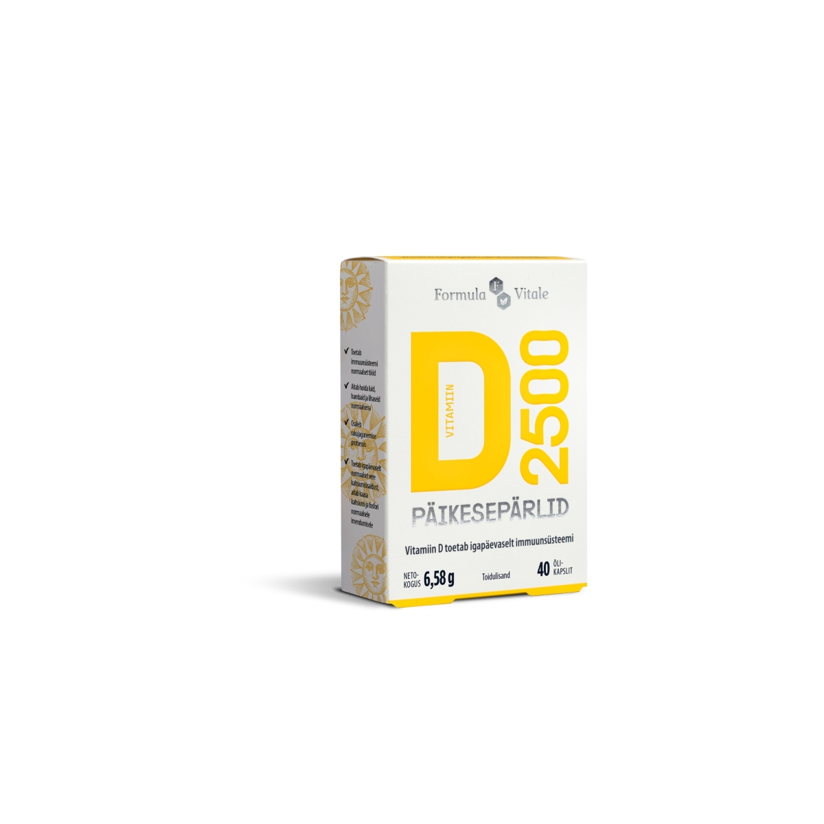 FORMULA VITALE D-VIT PÄIKESEPÄRLID 2500IU N40 - Tootepilt