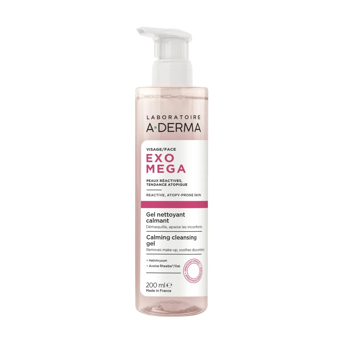 A-DERMA EXOMEGA NÄO PUHASTUSGEEL RAHUSTAV 200ML - Tootepilt