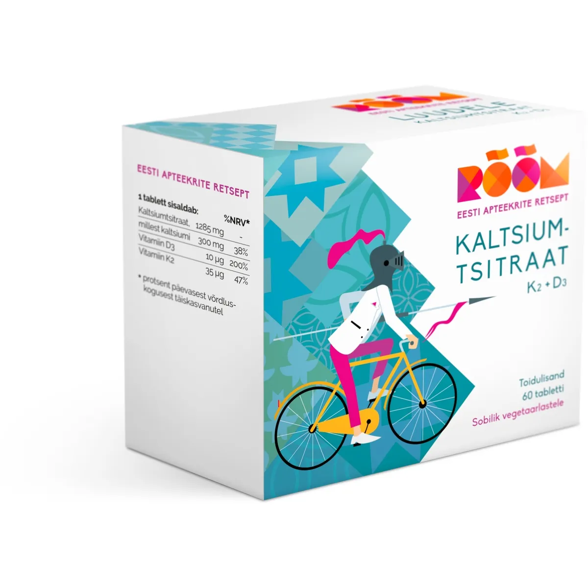 RÕÕM KALTSIUMTSITRAAT K2+D3 TBL N60 - Tootepilt