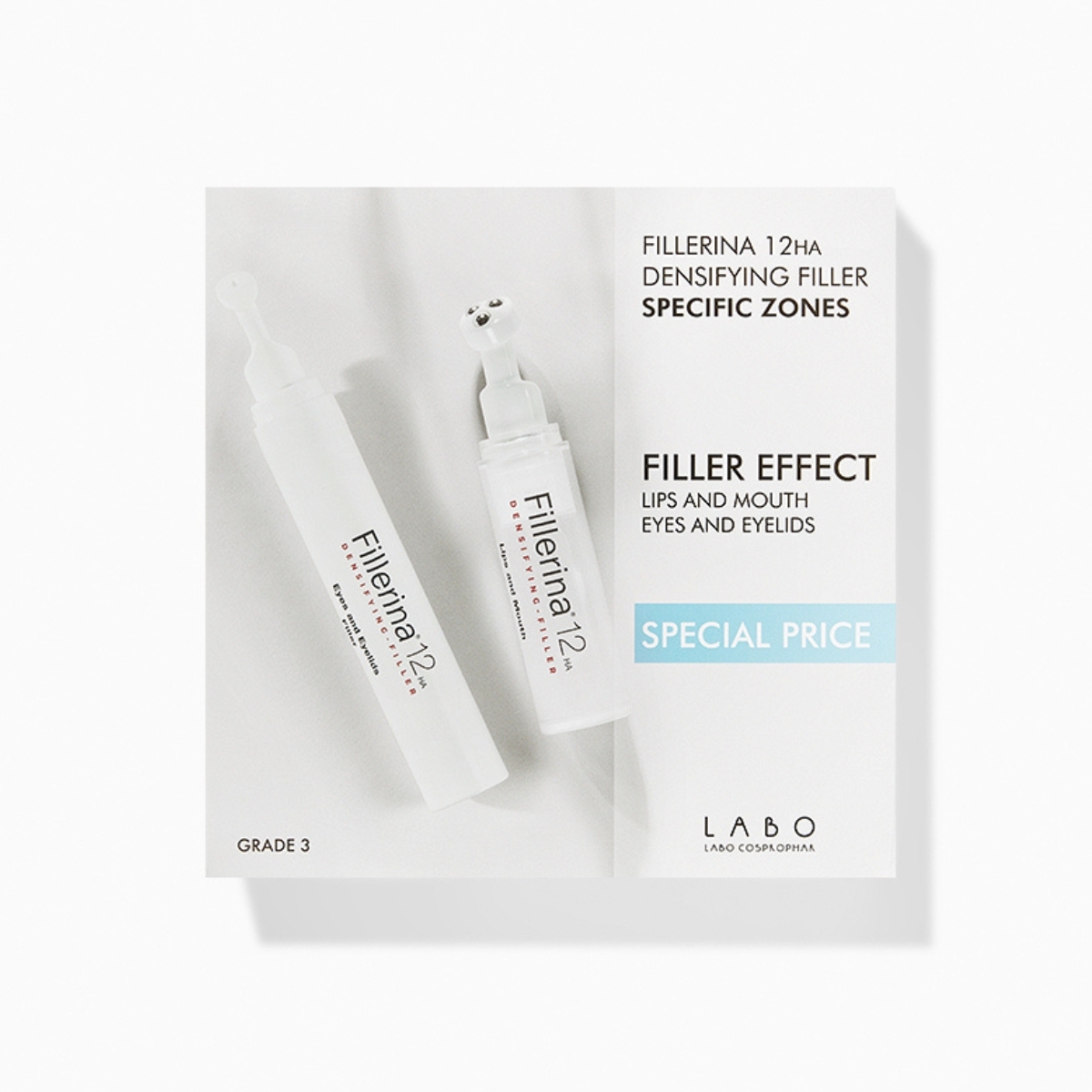 FILLERINA 12HA GEEL HUULTELE JA SILMALAUGUDELE TASE3 7ML+15ML - Tootepilt