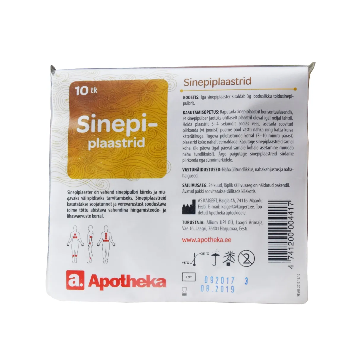 A. SINEPIPLAASTER N10 - Tootepilt