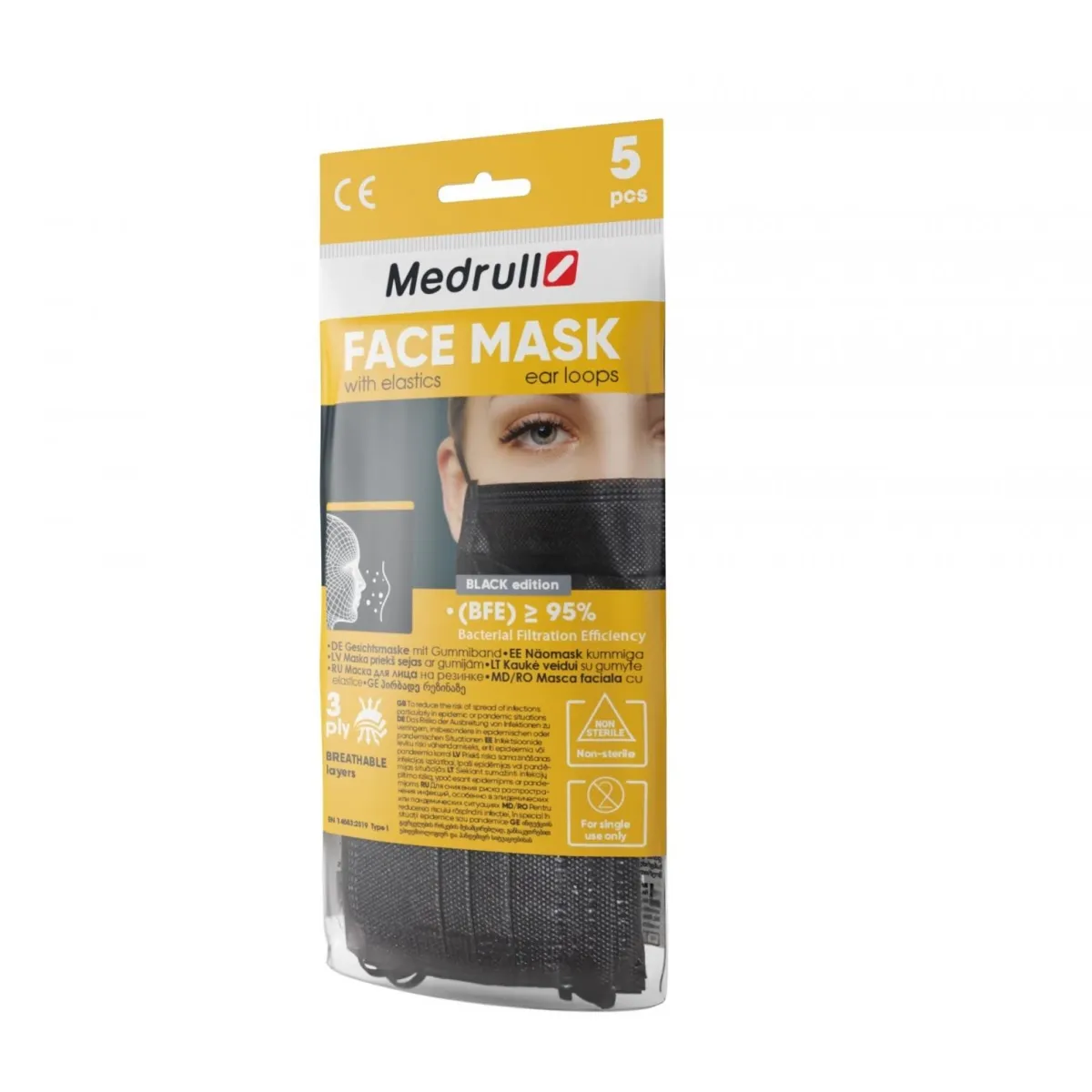 MASK MEDRULL 3-KIHILINE KUMMIGA N5 MUST - Tootepilt