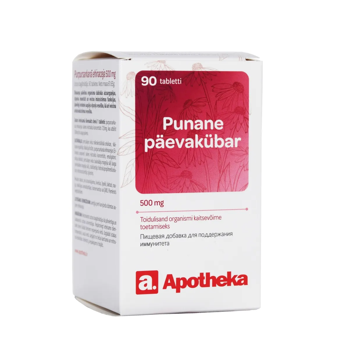 A. PUNANE PÄEVAKÜBAR TBL 500MG N90 - Tootepilt