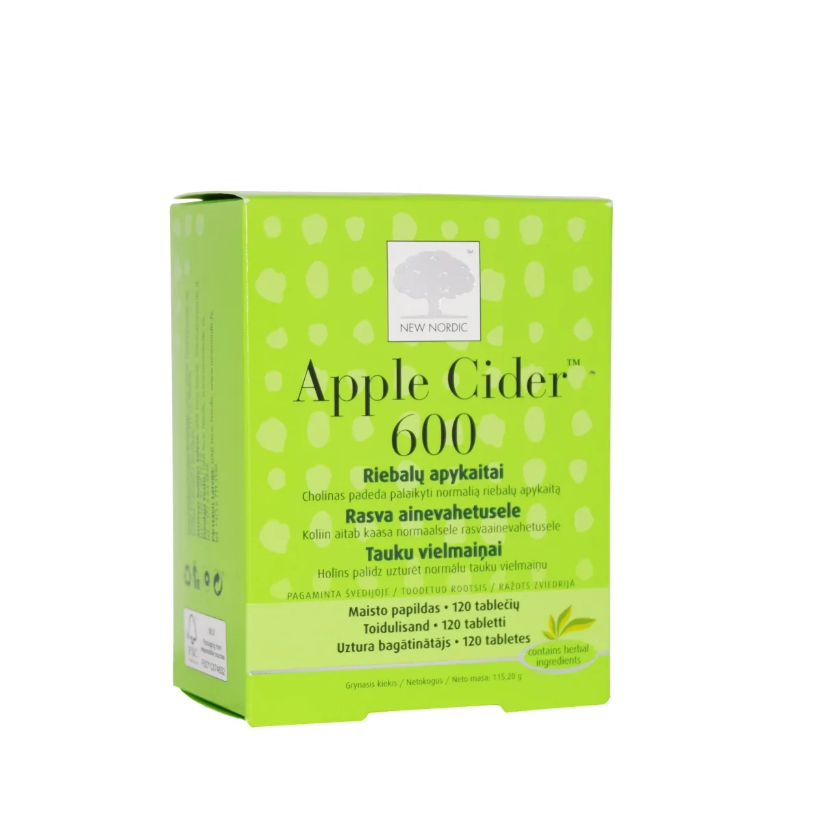 NEW NORDIC APPLE CIDER TBL 600MG N120 - Tootepilt