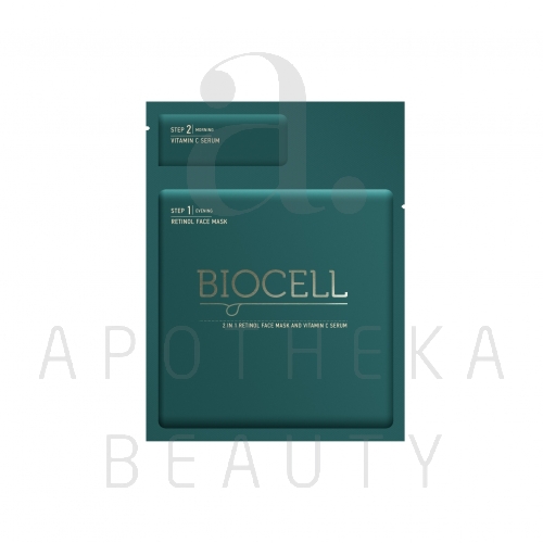 BIOCELL 2IN1 NÄOMASK RETINOOLIGA + VITAMIIN C SEERUM N1