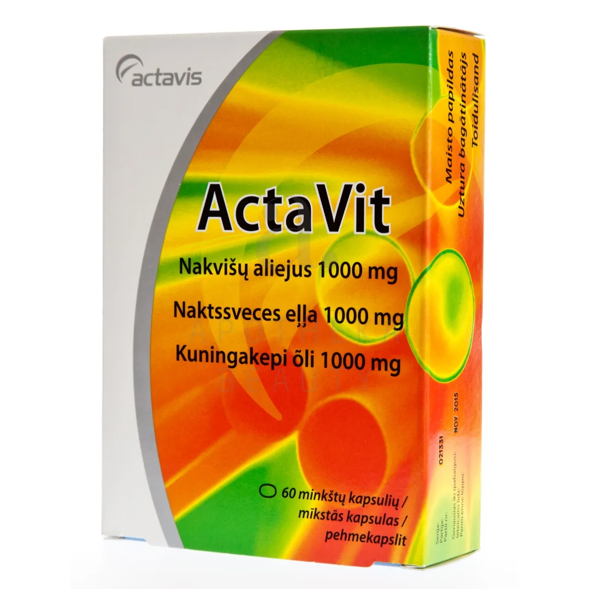 ACTAVIT KUNINGAKEPI ÕLI KAPSLID 1000MG N60 - Tootepilt