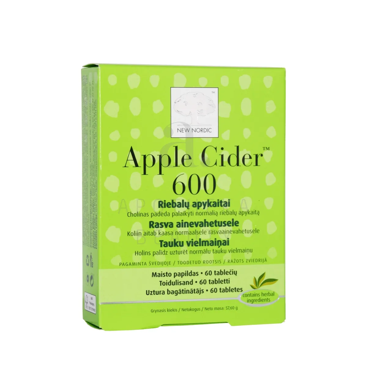 NEW NORDIC APPLE CIDER TBL 600MG N60 - Tootepilt