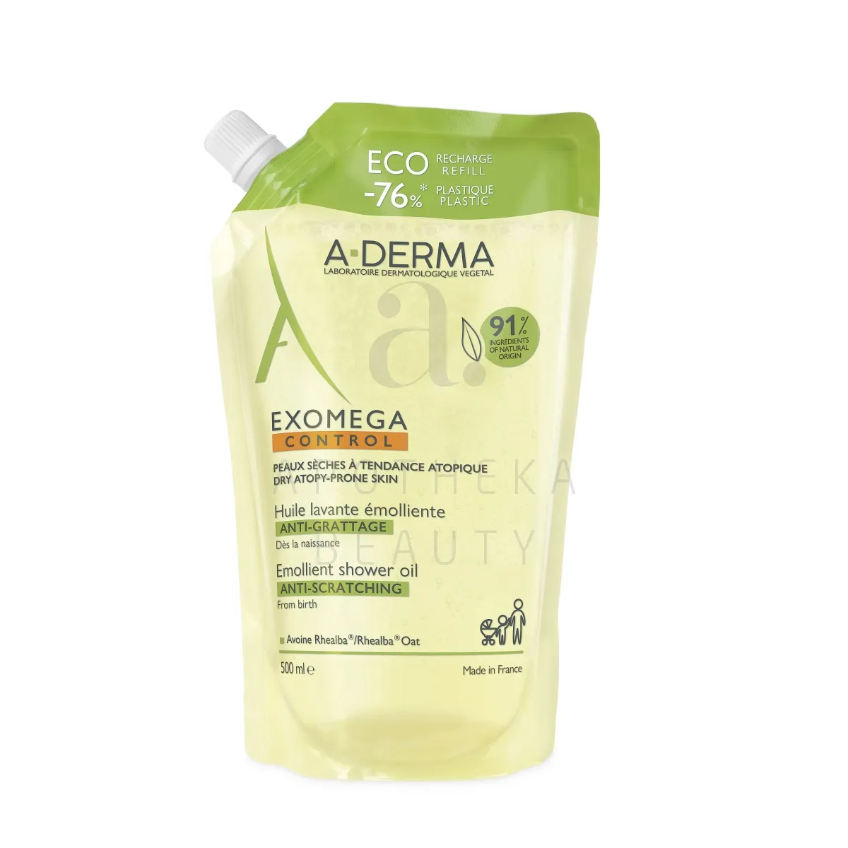 A-DERMA EXOMEGA CONTROL DUSHIÕLI TÄITEPAKEND 500ML - Tootepilt 1