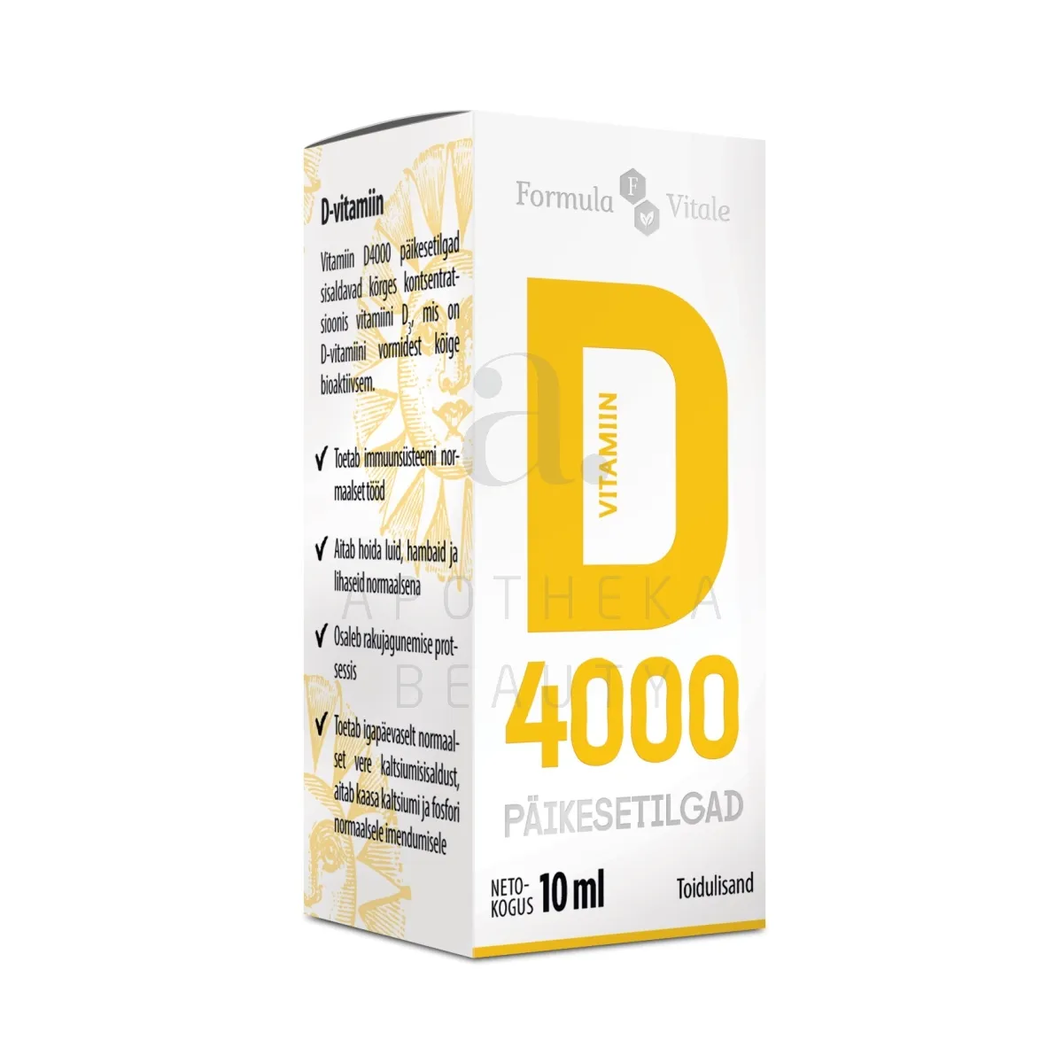 FORMULA VITALE D-VIT PÄIKESETILGAD 4000IU 10ML - Tootepilt