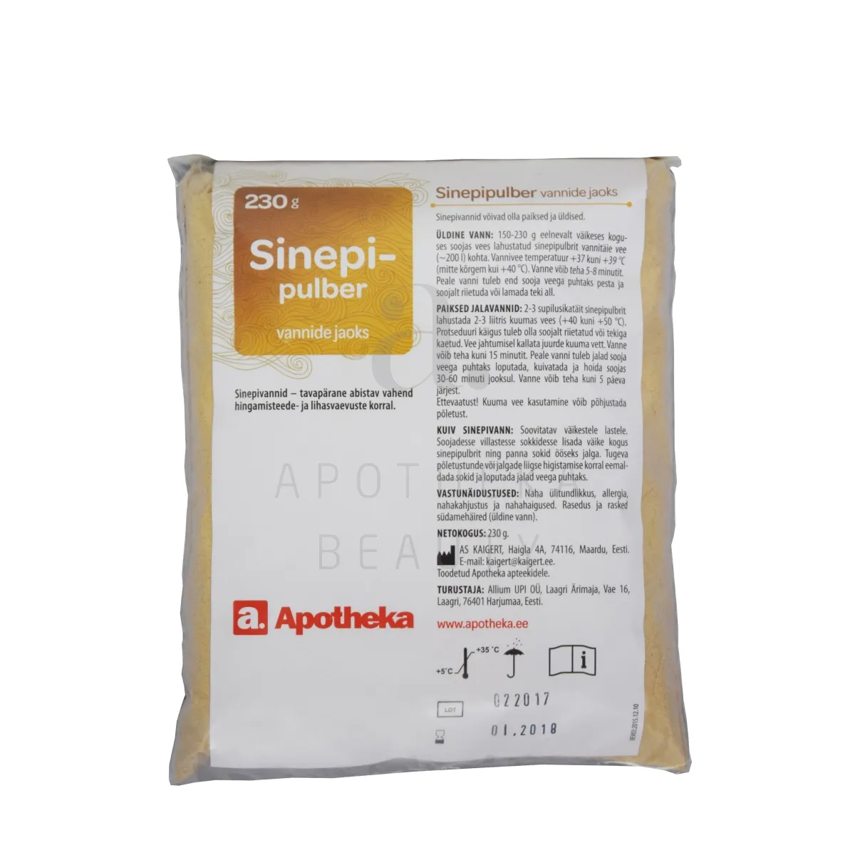 A. SINEPIPULBER VANNIDE JAOKS 230G - Tootepilt