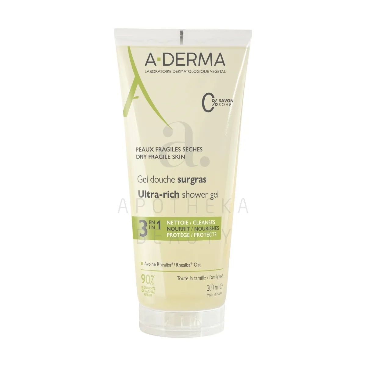 A-DERMA DUSHIGEEL KAERAEKSTRAKTIGA 200ML - Tootepilt