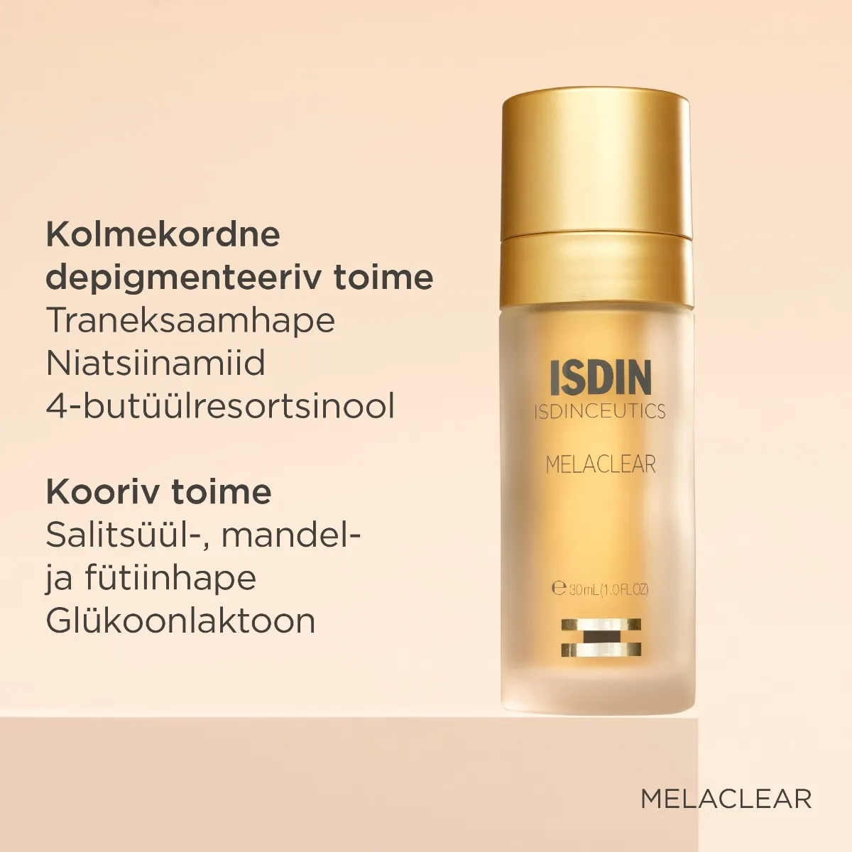 ISDIN MELACLEAR NÄOSEERUM PIGMENDILAIKUDELE 30ML - Tootepilt 2