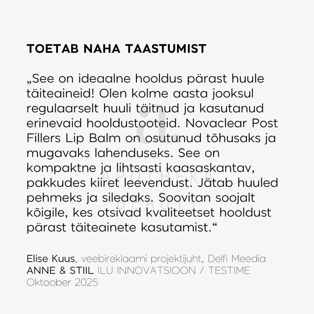 NOVACLEAR REPAIR HUULEPALSAM TÄITESÜSTIDE JÄRGNE 4,9G - Tootepilt 2