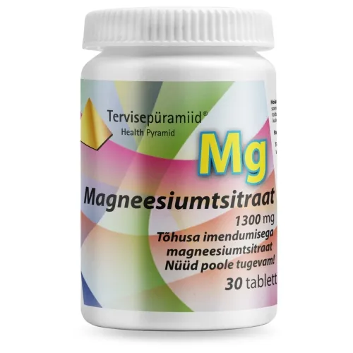 TERVISEPÜRAMIID MAGNEESIUMTSITRAAT TBL 1300MG N30 UUS - Tootepilt 
