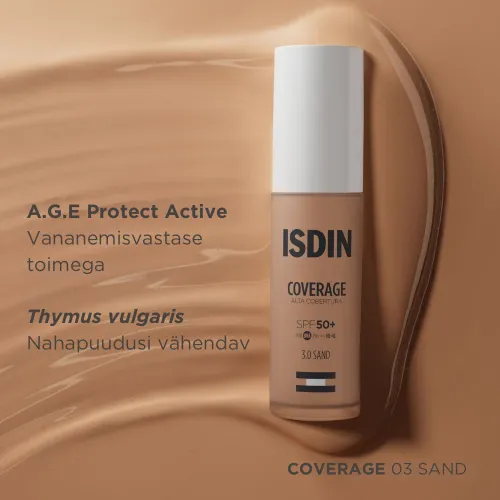 ISDIN JUMESTUSKREEM COVERAGE SPF50+ 30G 3.0 SAND - Tootepilt 5