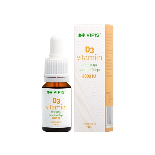 VIPIS D3 VITAMIIN ASTELPAJU SAIALILLEÕLIGA 4000IU 10ML - Tootepilt 