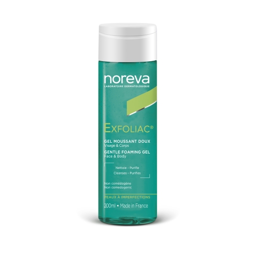NOREVA EXFOLIAC PUHASTUSGEEL INTENSIIVNE AKNELINE NAHK 200ML - Tootepilt 